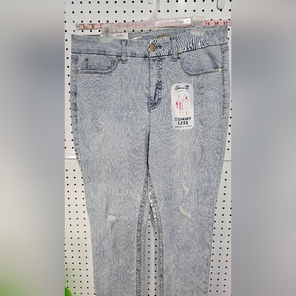 Seven7 Jeans High Rise Tummyless Size 14 Ripped Skinny Jeans Amsterdam Wash - Picture 2 of 6